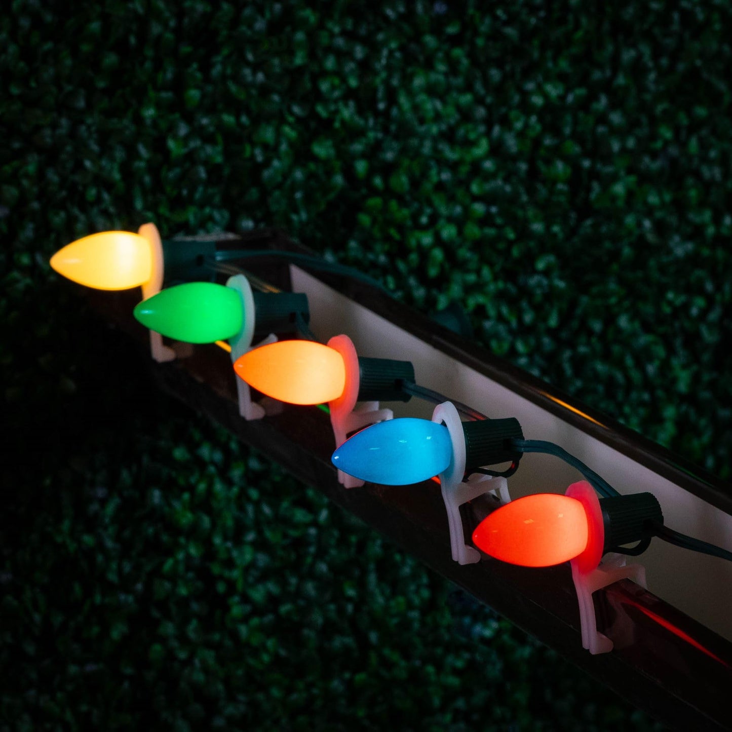 Novelty Lights Vintage LED C9 String Lights – 25 Ft, Multicolor Ceramic Bulbs, Shatterproof, Green Wire, Indoor/Outdoor