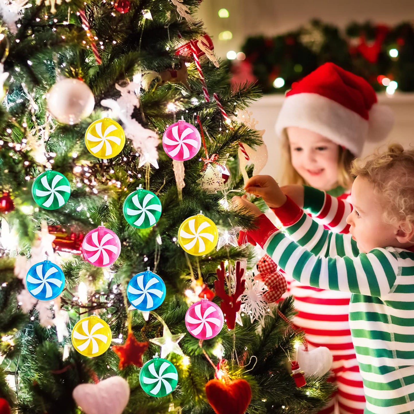 Honoson Candy Cane String Lights, 10 LED, 5.5ft, Battery Operated, Multicolor for Indoor/Outdoor Decoration